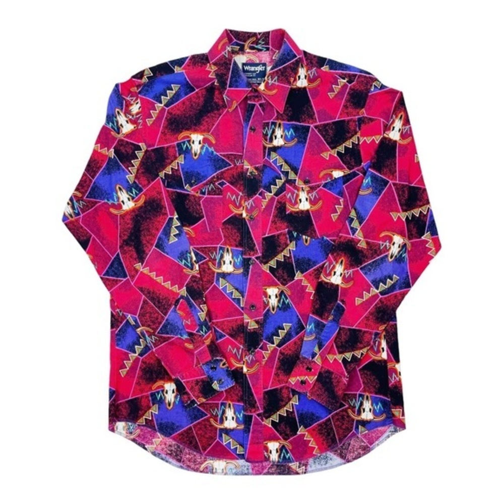 VTG Wrangler Shirt Mens Western‎ Cowboy Fit Southwest Rodeo Red